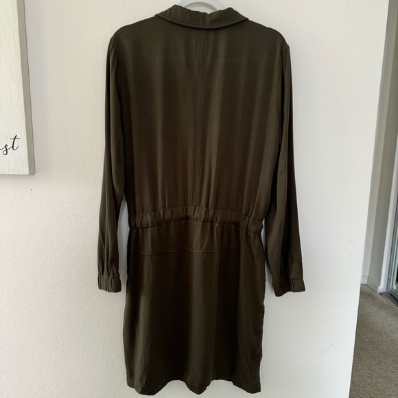 SOHO Jeans NY&Co Long Sleeve Short Dress, Drawstring, Half Zip, Green, Size L - Picture 6 of 8